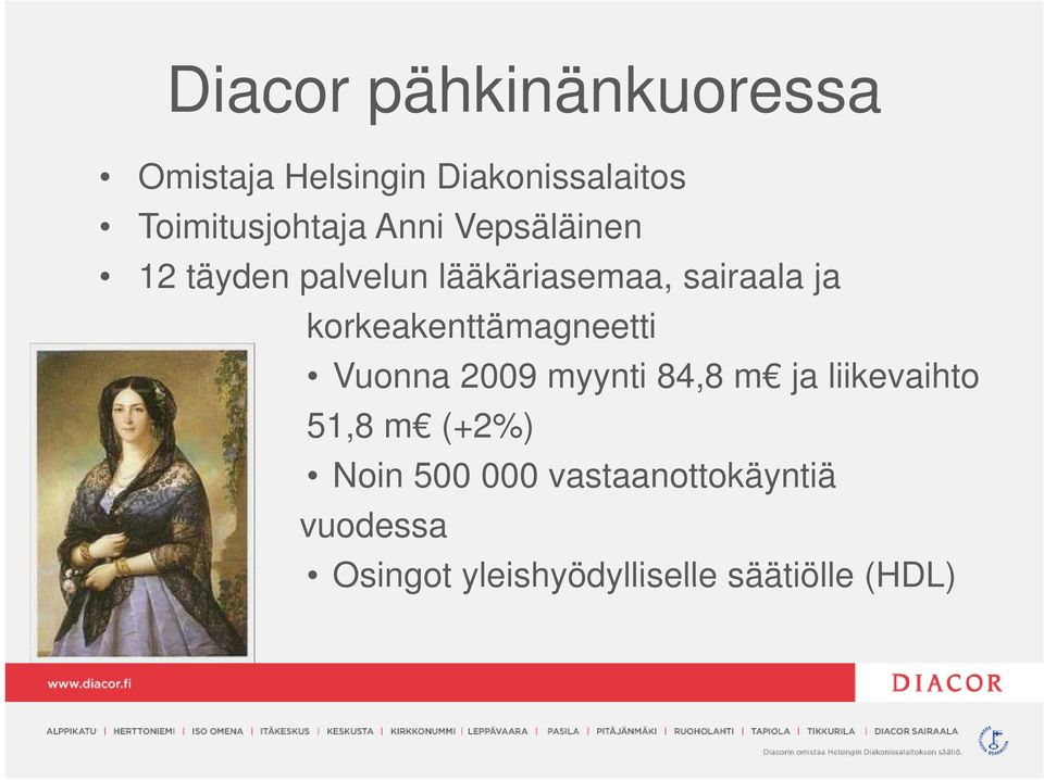 sairaala ja korkeakenttämagneetti Vuonna 2009 myynti 84,8 m ja liikevaihto