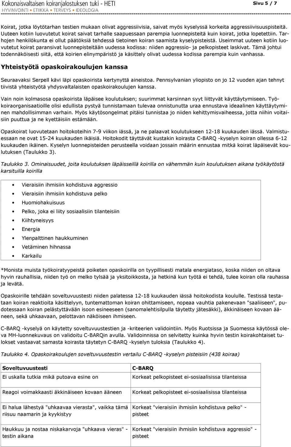 Tarhojen henkilökunta ei ollut päätöksiä tehdessä tietoinen koiran saamista kyselypisteistä.