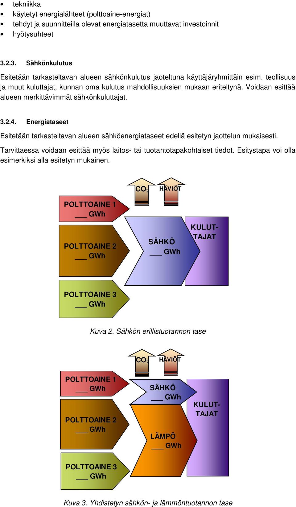 Voidaan esittää alueen merkittävimmät sähkönkuluttajat. 3.2.4. Energiataseet Esitetään tarkasteltavan alueen sähköenergiataseet edellä esitetyn jaottelun mukaisesti.