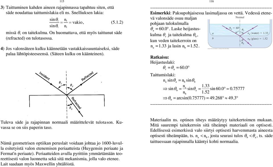 . ske hejsuskulm r j ekulm b, kun veden ekerron on n 1.33 j lsn n 1.5. Rksu: Hejsuslk: 6. r b Tumslk: nsn nbsnb n 1.33 snb sn sn 6..75777 nb 1.5 b rsn(.75777) 49.6849.