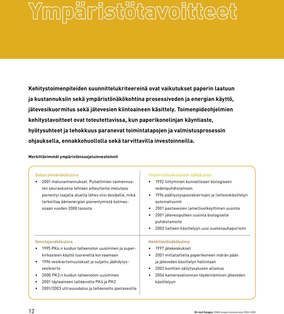 Toimenpideohjelmien kehitystavoitteet ovat toteutettavissa, kun paperikonelinjan käyntiaste, hyötysuhteet ja tehokkuus paranevat toimintatapojen ja valmistusprosessin ohjauksella, ennakkohuollolla
