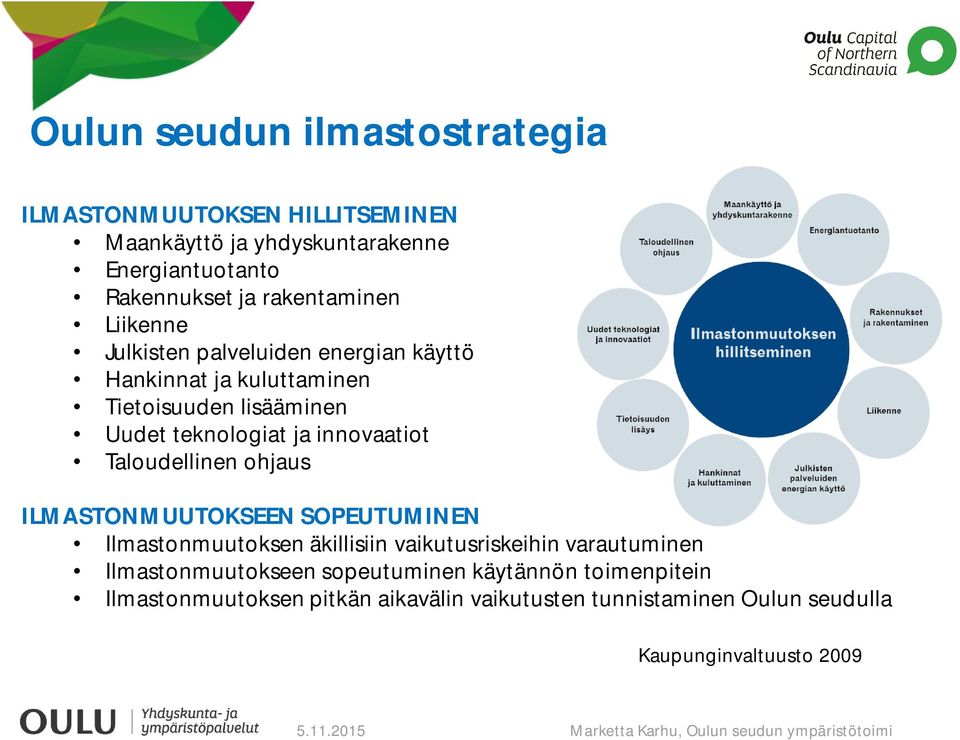 innovaatiot Taloudellinen ohjaus ILMASTONMUUTOKSEEN SOPEUTUMINEN Ilmastonmuutoksen äkillisiin vaikutusriskeihin varautuminen