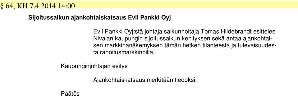 sijoitussalkun kehityksen sekä antaa ajankohtaisen markkinanäkemyksen tämän hetken