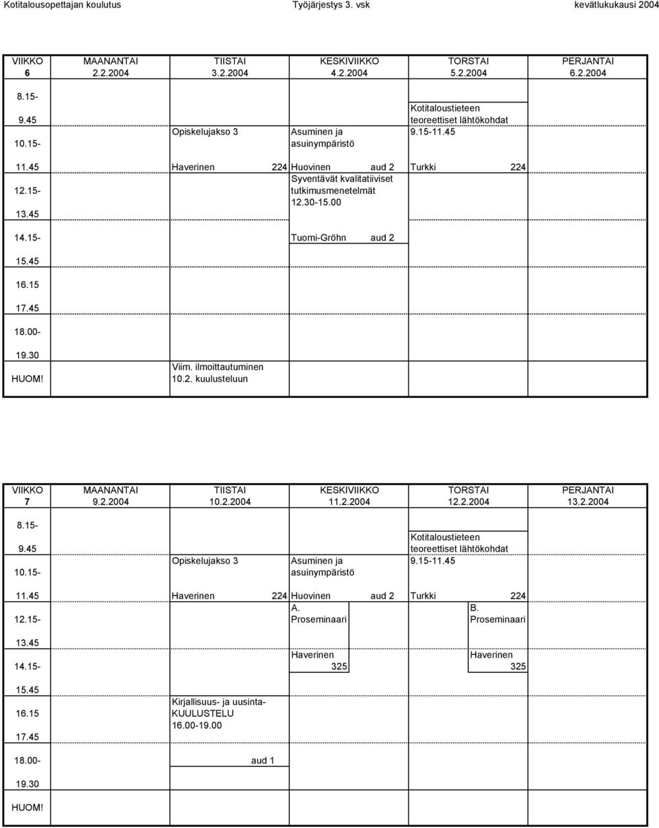 15-10.15- asuinympäristö Opiskelujakso 3 Asuminen ja 9.15-10.15- asuinympäristö 224 Huovinen aud 2 Turkki 224 A. B.