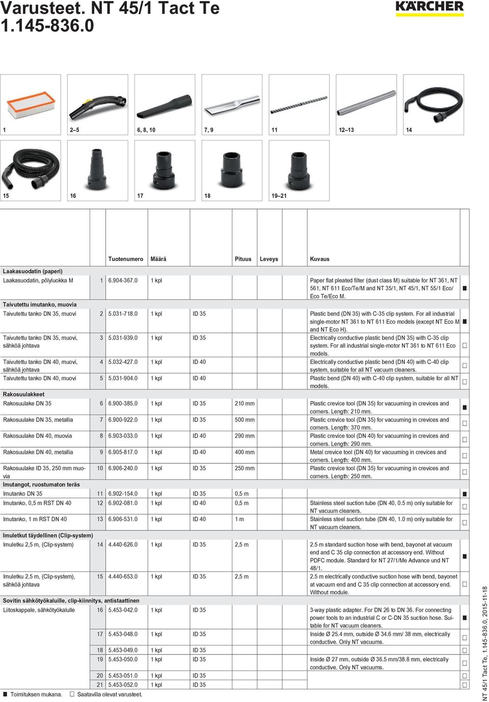 Taivutettu imutanko, muovia Taivutettu tanko DN 35, muovi 2 5.031-718.0 1 kpl ID 35 Plastic bend (DN 35) with C-35 clip system.