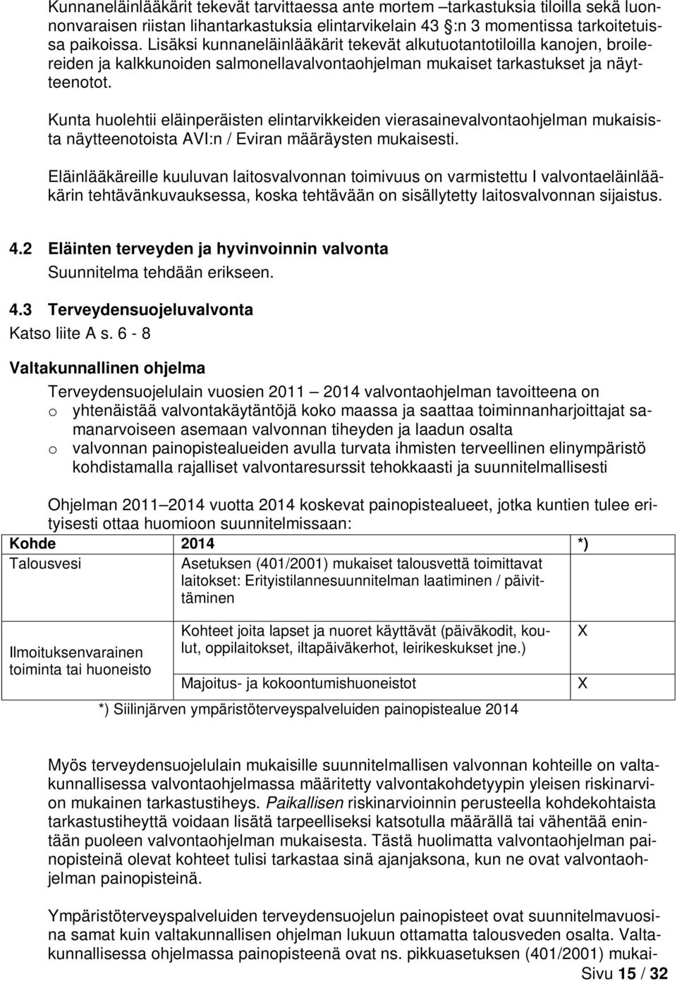 Kunta huolehtii eläinperäisten elintarvikkeiden vierasainevalvontaohjelman mukaisista näytteenotoista AVI:n / Eviran määräysten mukaisesti.