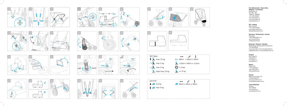 se 0 9 3 3 SKY base 33 3 3 soft - 3 4 34 + har d 35 36 max 5 kg 89cm max kg 0cm x 66cm x cm max 5 kg.4 bar total max 3 kg.5 kg click x 66cm x 50cm max 9 kg Finland Fliis Trade OY 040545 www.baby.