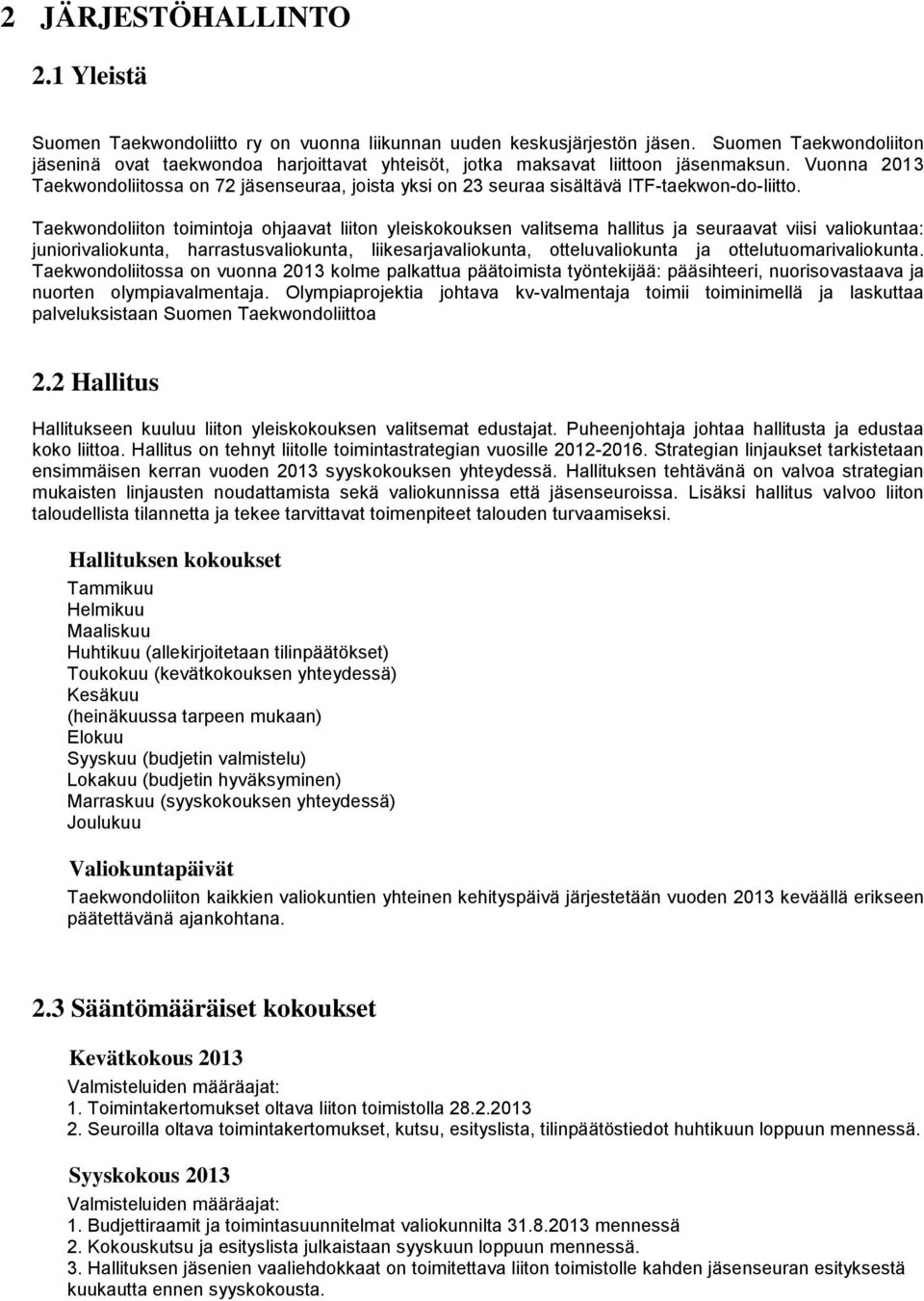 Vuonna 2013 Taekwondoliitossa on 72 jäsenseuraa, joista yksi on 23 seuraa sisältävä ITF-taekwon-do-liitto.