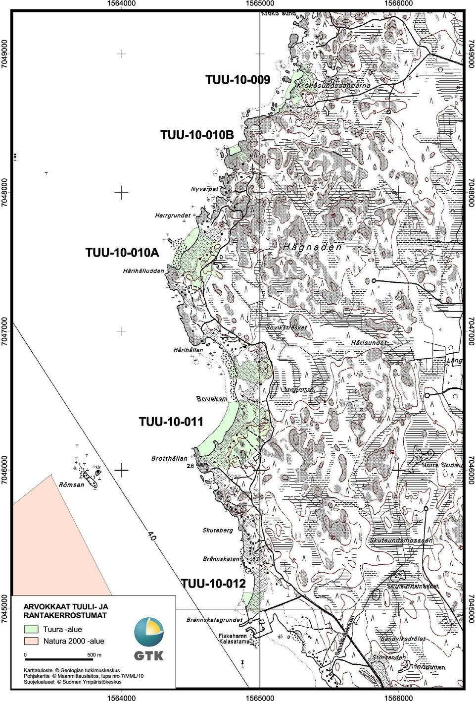 -alue Natura 2000 -alue 0 500 m Karttatuloste Geologian tutkimuskeskus Pohjakartta