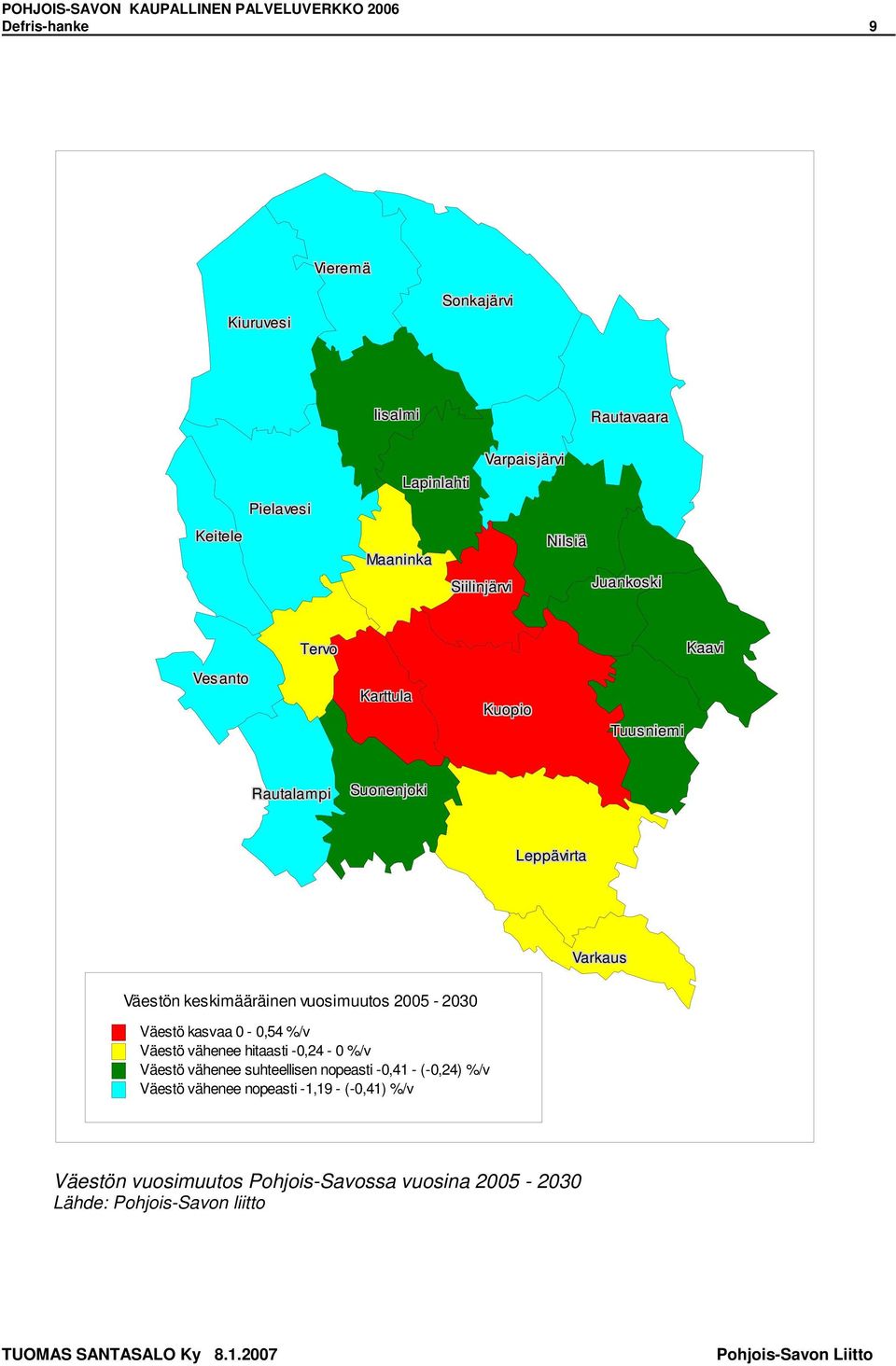 keskimääräinen vuosimuutos 5-3 Väestö kasvaa -,54 %/v Väestö vähenee hitaasti -,4 - %/v Väestö vähenee suhteellisen