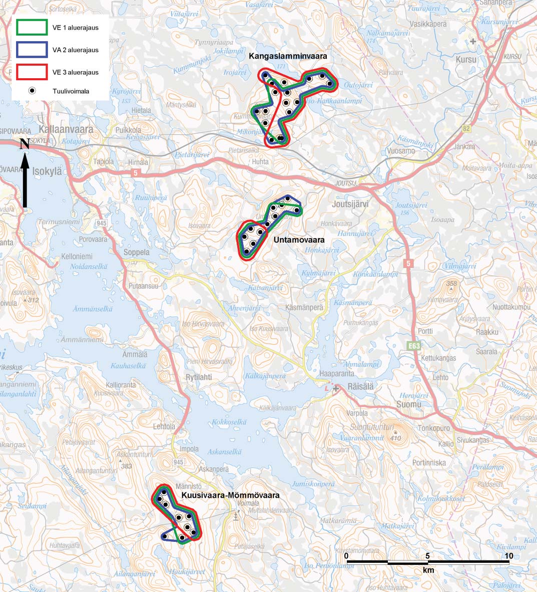 Taulukko 2. Kemijärven tuulivoimapuistojen vaihtoehtojen erot.