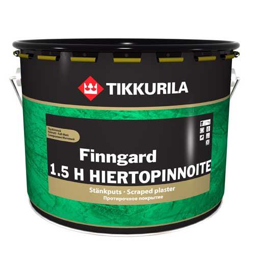 Finngard 1,5 H hiertopinnoite -Vesiohenteinen, silikonimodifioitu, vettä hylkivä akrylaattipinnoite. Maksimiraekoko n. 1,5 mm. 426 Dispersiopinnoitteet RL 11.