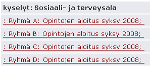 4) Palautteenkeruutilanteen alussa opiskelijoita pyydetään kirjautumaan järjestelmään tunuksella palaute ja salasanalla aloittavat2008.