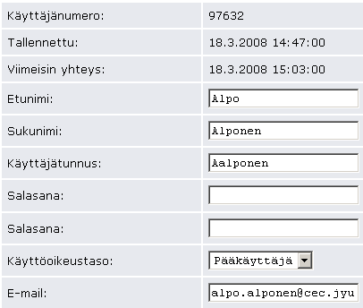 5. Käyttäjäasetusten muuttaminen ja uusien käyttäjien lisääminen 5.