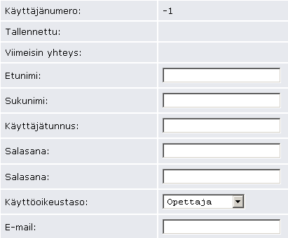 5.2 Uusien käyttäjien lisääminen Uusi käyttäjä voidaan lisätä toiminnolla lisää käyttäjä.