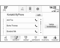 24 Perustoiminnot Valitse Vaihda kontaktilistaa näytön oikealla puolella. Kaikkien käytettävissä olevien yhteystietolähteiden luettelo näkyy näytössä.