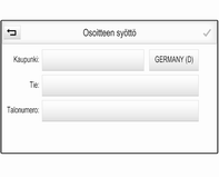 48 Navigointi Katso erikoiskohteiden yksityiskohtainen kuvaus jäljempänä olevasta kohdasta "Erikoiskohteiden syöttäminen". Valitse jokin kohteista. Kohteen tiedot näkyvät näytössä.