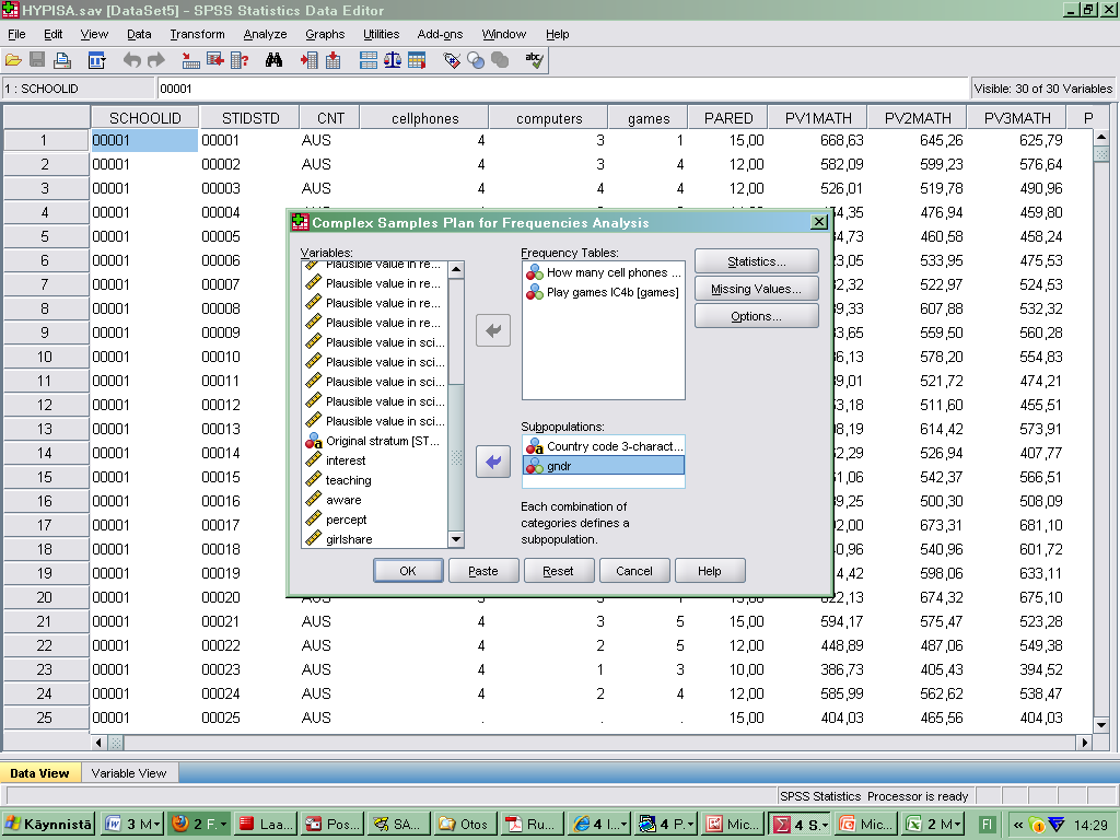 SPSS-ajon