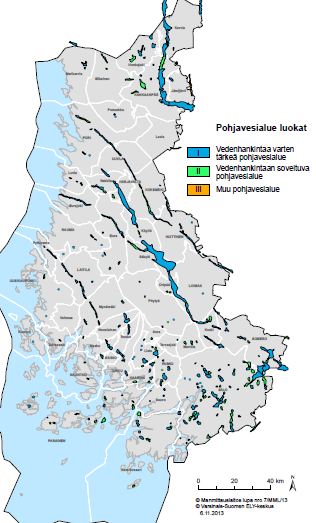 Varsinais-Suomen ja Satakunnan pohjavesialueet 202 tärkeää I luokan pohjavesialuetta o Alueen vettä käytetään tai tullaan käyttämään väh.
