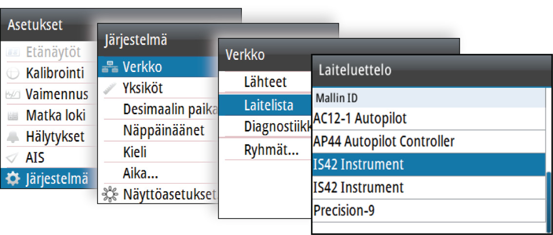 Yhdistettyjen NMEA 2000 -anturien ohjelmistoversio on saatavissa laiteluettelossa. Uusimman ohjelmiston voi ladata verkkosivustostamme osoitteesta www.simrad-yachting.com.