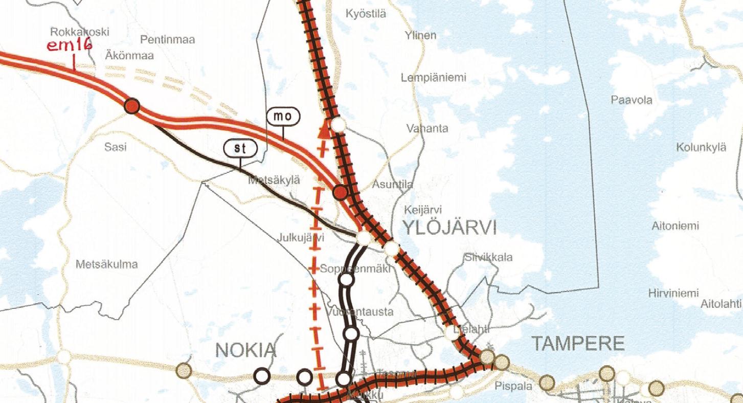 Kuva 3. Ote Pirkanmaan 2. vaihemaakuntakaavasta (liikenne ja logistiikka).