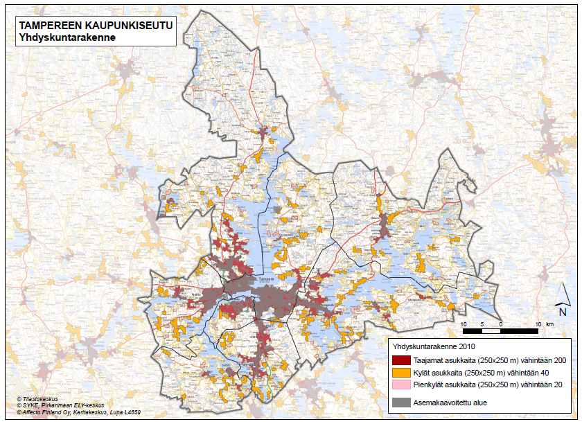2.1 Yhdyskuntarakenteen eheynäminen: Väestön sijoinuminen kaupunkirakenteeseen Seudut osuuden mukaan alenevassa järjestyksessä VÄHINTÄÄN 2 ASUKASTA/HEHTAARILLA ASUVIEN OSUUS KAUPUNKISEUTUTAAJAMISSA