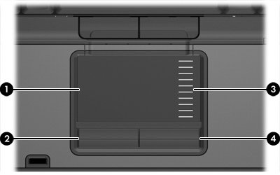 Kosketusalusta Seuraavassa kuvassa ja taulukossa on esitetty tietokoneen kosketusalusta. Kohde Kuvaus (1) Kosketusalusta* Siirtää osoitinta sekä valitsee ja aktivoi näytössä olevia kohteita.