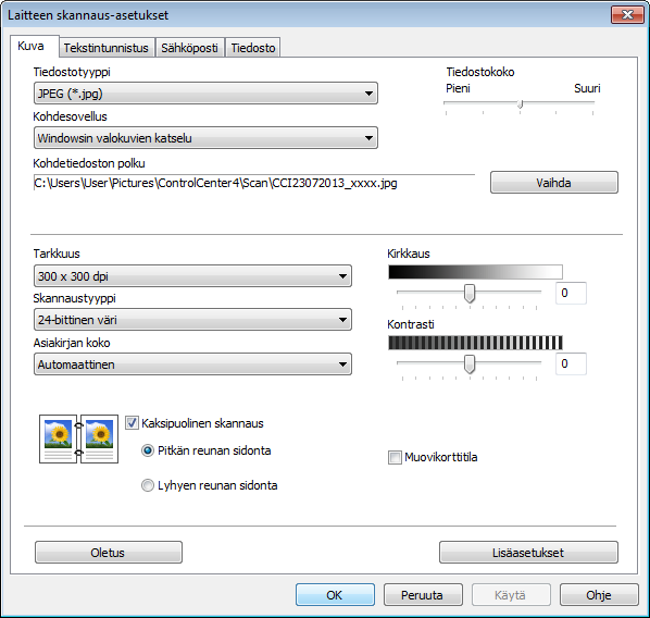 Skannaaminen laitteen ohjauspaneelista Skannaa PC:hen -asetusten muuttaminen (Windows ) 4 1 Napsauta ilmaisinalueen (ControlCenter4) -kuvaketta ja valitse sitten valikosta Avaa.