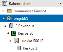 Rakennukseen voi lisätä osia painamalla hiiren oikeaa näppäintä ja valitsemalla osa lisää-valikon alta tai suoraan Lisää Rakennuksen Osat-valikon alta (kuva 11). 11 KUVA 11.