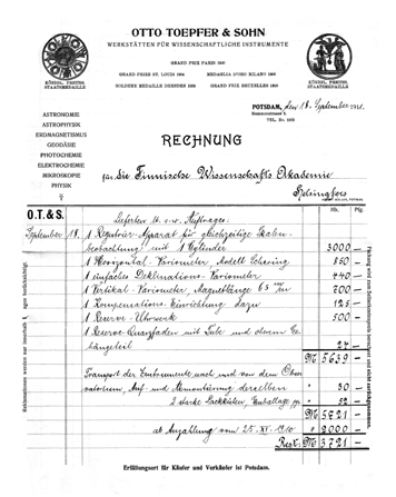 Sodankylän magneettinen observatorio lasku Tiedeakatemialle syyskuulta 1911.