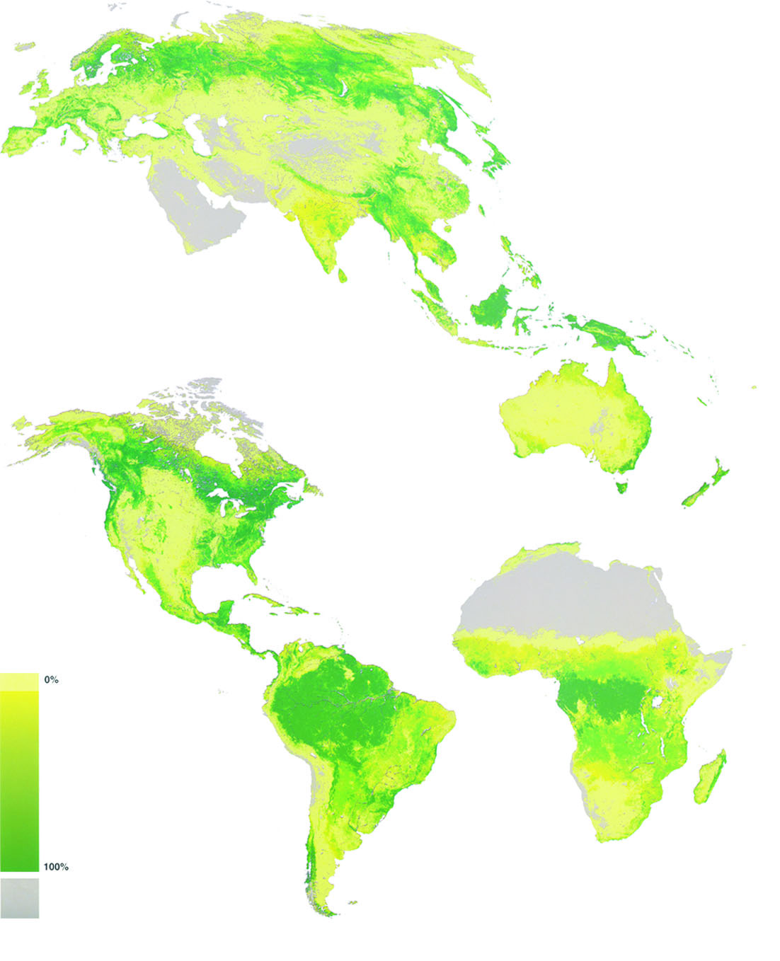12 International forest statistics Non-vegetated = kasvipeitteetön alue Lähde Source: DeFries, Hansen, Townshend, Janetos &