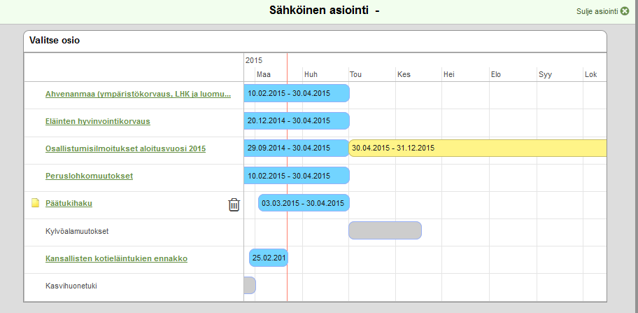 Siirry sähköiseen asiointiin Valitse ensin yläpalkista