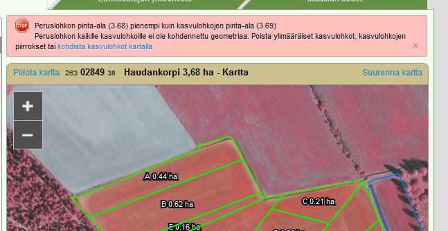 Kasvulohkojen uudelleen kohdistus Kun olet kertaalleen tehnyt kasvulohkojen rajapiirrot, ne säilyvät VIPUssa.