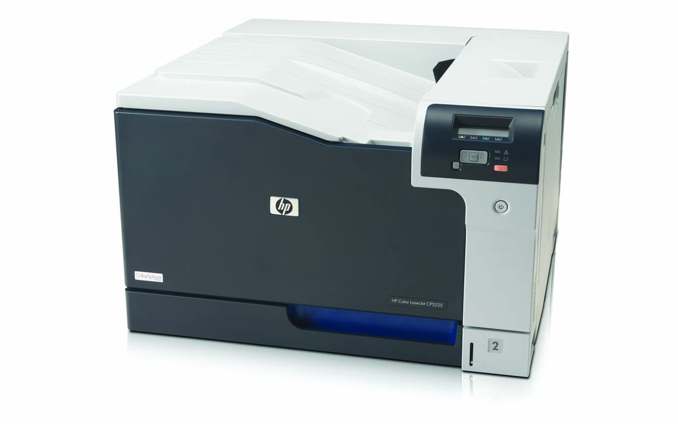Tiedot HP Color LaserJet Professional CP5225 sarja Monipuolinen ja edullinen A3-pöytätulostin kaikkiin tulostustarpeisiin postikorteista ylikokoisiin asiakirjoihin.