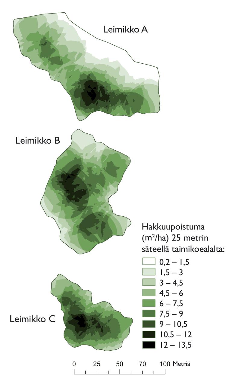 Hakkuupoistuma vaihtelee leimikon