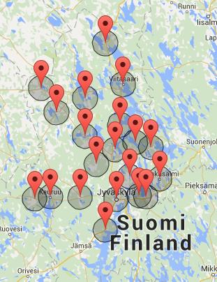 Simulointi yli 75 vuotiaat 20 hyvinvointikeskusta 2014 / saavutettavuus 92,5
