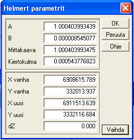 102 3Dwin: 3D-system Oy 29.06.2010 Helmert-tasoitus Alkuperäinen tiedosto TM35-YKJ 25 pisteen Virrat Pisteitä 25 Keskivirhe So 0.023246 Sz 0.000000 Kertoimet A 1.000404 B 0.000009 C 0.