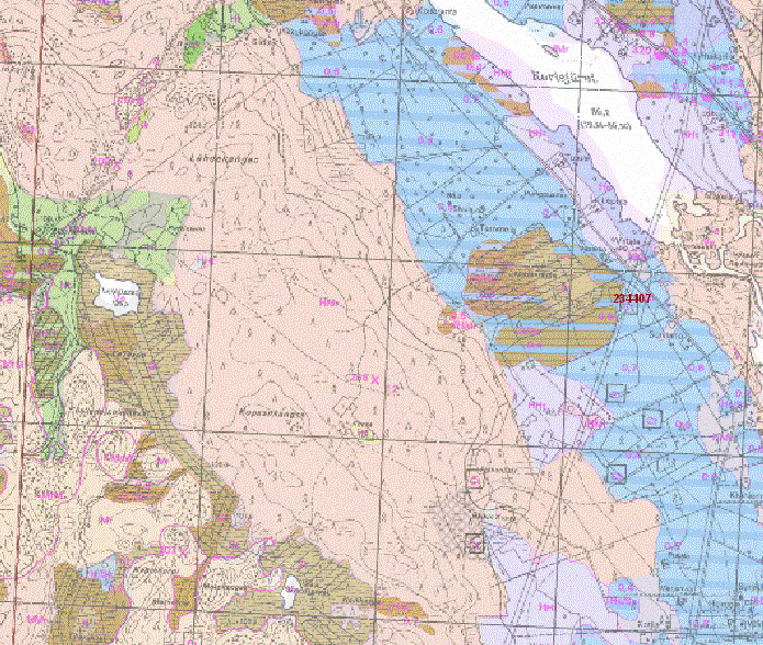 48 Kuva 13. Kopsan kaivosalueen maaperäkartta (GTK). Kartassa sininen on savi, vaaleanruskea moreeni, tummanruskea turve, vaaleanvihreä hieta, tummanvihreä hiekka. 9.