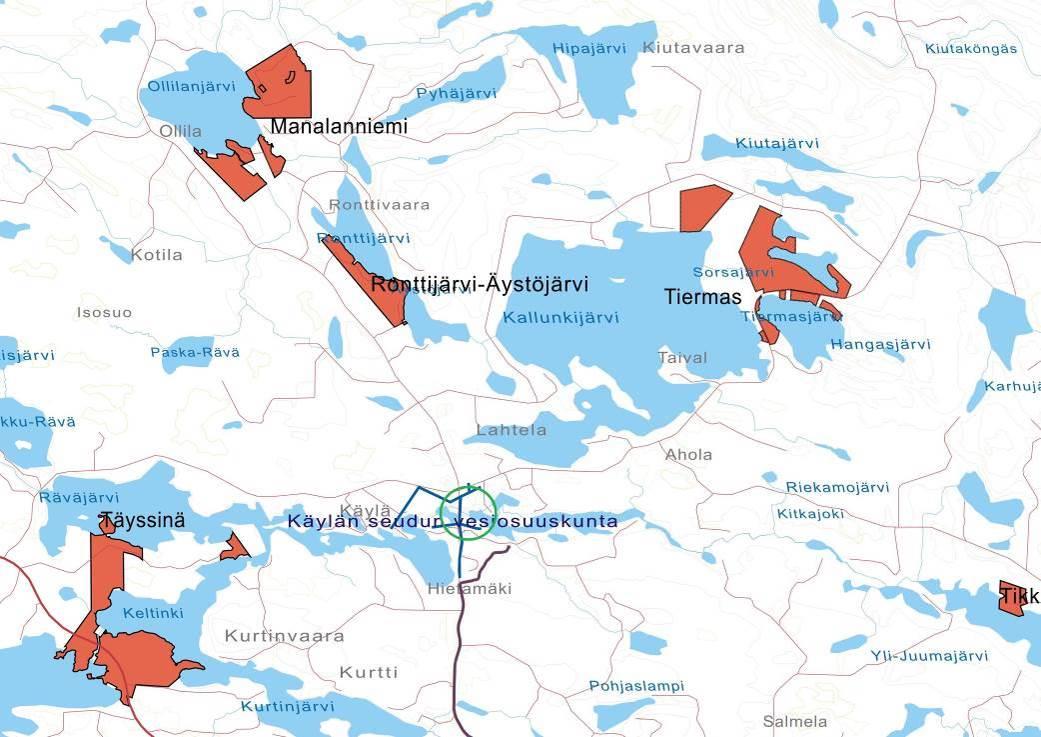 KITKANMUTKAN RANTA-ASEMAKAAVA 17 ************************** Kuva 19 Alueen ympäristön kaavatilanne. Kuusamon kaupunginvaltuusto on 3.4.2007 15 hyväksynyt rakennusjärjestyksen.