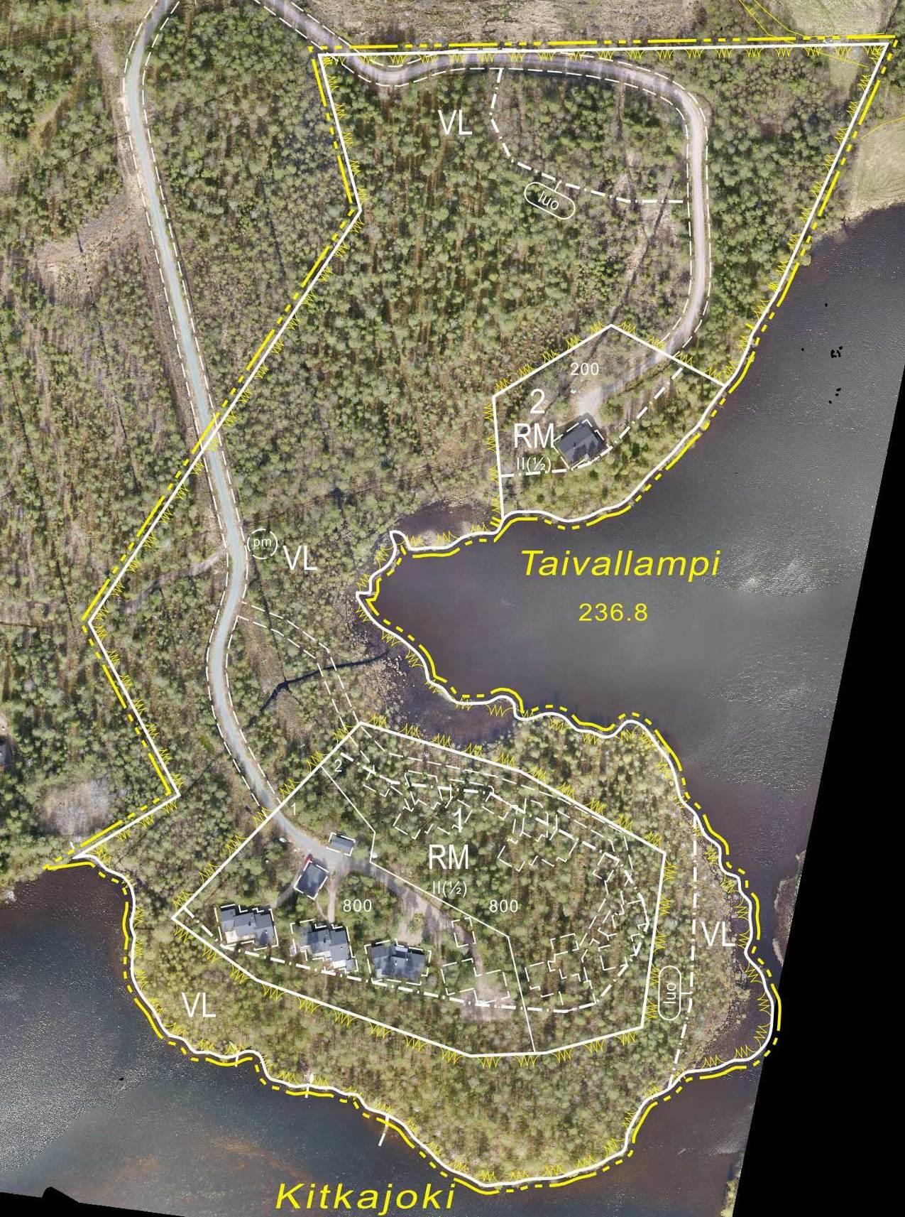 KITKANMUTKAN RANTA-ASEMAKAAVA 31 ************************** Kuva 27 Kaavaluonnos ilmakuvalla 6.2. Toteuttaminen ja ajoitus Maanomistajat vastaavat kaavan toteuttamisesta.