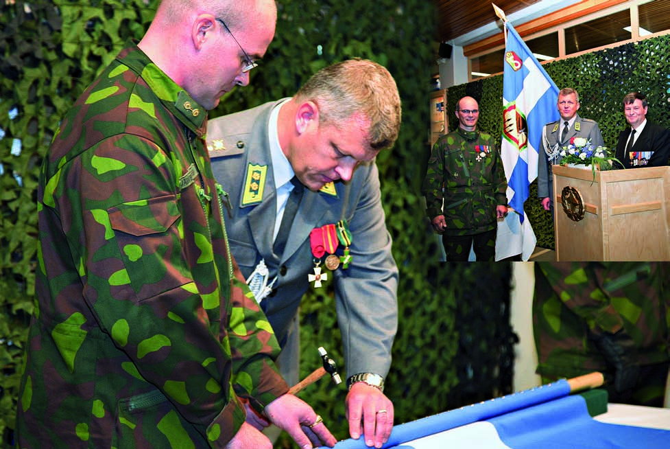 Nieminen (edessä vas). Joukkoja komensi majuri Jaakko Kurenmaa.
