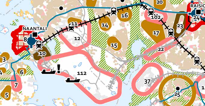 Toinen voimassa oleva osayleiskaava on Keskikaupungin osayleiskaava (kuva 89), joka tuli voimaan elo- Muut maankäytön suunnitelmat tavoite on Turun kaupunkiseudun aseman vahvistaminen