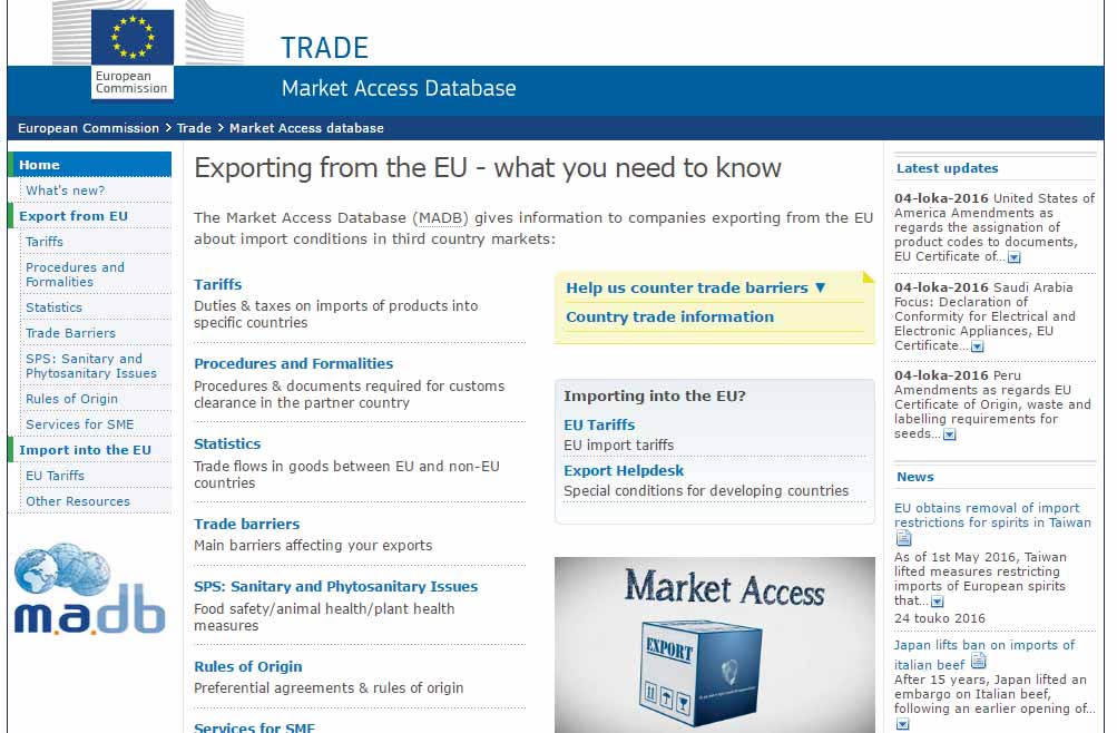 Market Access database