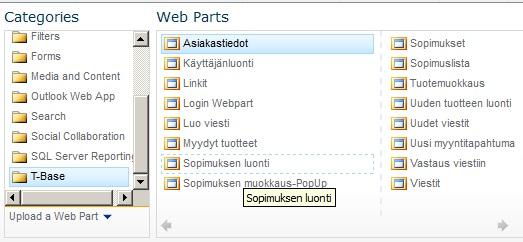 10 2.2.2 Sharepoint webpartin lisääminen sivulle Webpart on www-osa joka voidaan lisätä sivuille, missä on webpartin mahdollistava alue.
