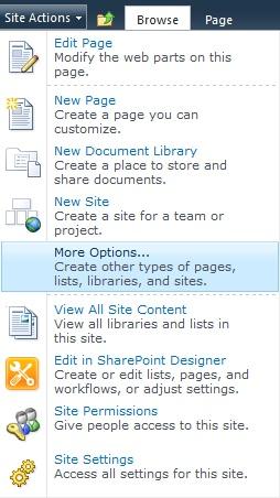 8 2.2.1 Uusi Sharepoint-sivu Sovellusta kehittäessäni piti testata webpartien toimivuutta ja näin ollen piti tehdä Sharepoint-sivu johon laittaa webpartit.
