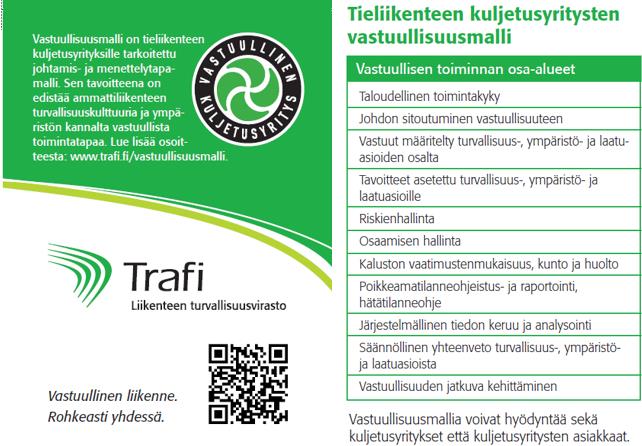 johtaminen Mittarit Kuljetusyrityksen vastuullisuustodistus Yhteistyö