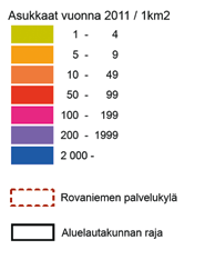 Lähimpänä Rovaniemeä on Rautiosaari ja etäisin kylä on Leive. Tämä palvelukyläalue on selkeästi kaupungin läheistä maaseutua.