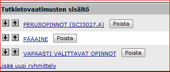 Ryhmittelyyn PÄÄAINE on nyt haettu 1. vaihtoehto eli pääaine Tietotekniikka SCI3027.