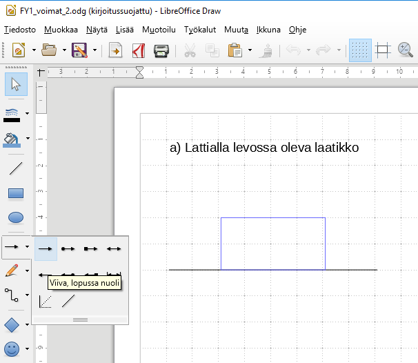 LibreOffice Draw -ohjelman käyttö Voimakuvion vektorit (nuolet) saa kätevästi piirrettyä LibreOfficen Draw-ohjelmalla. Esim.