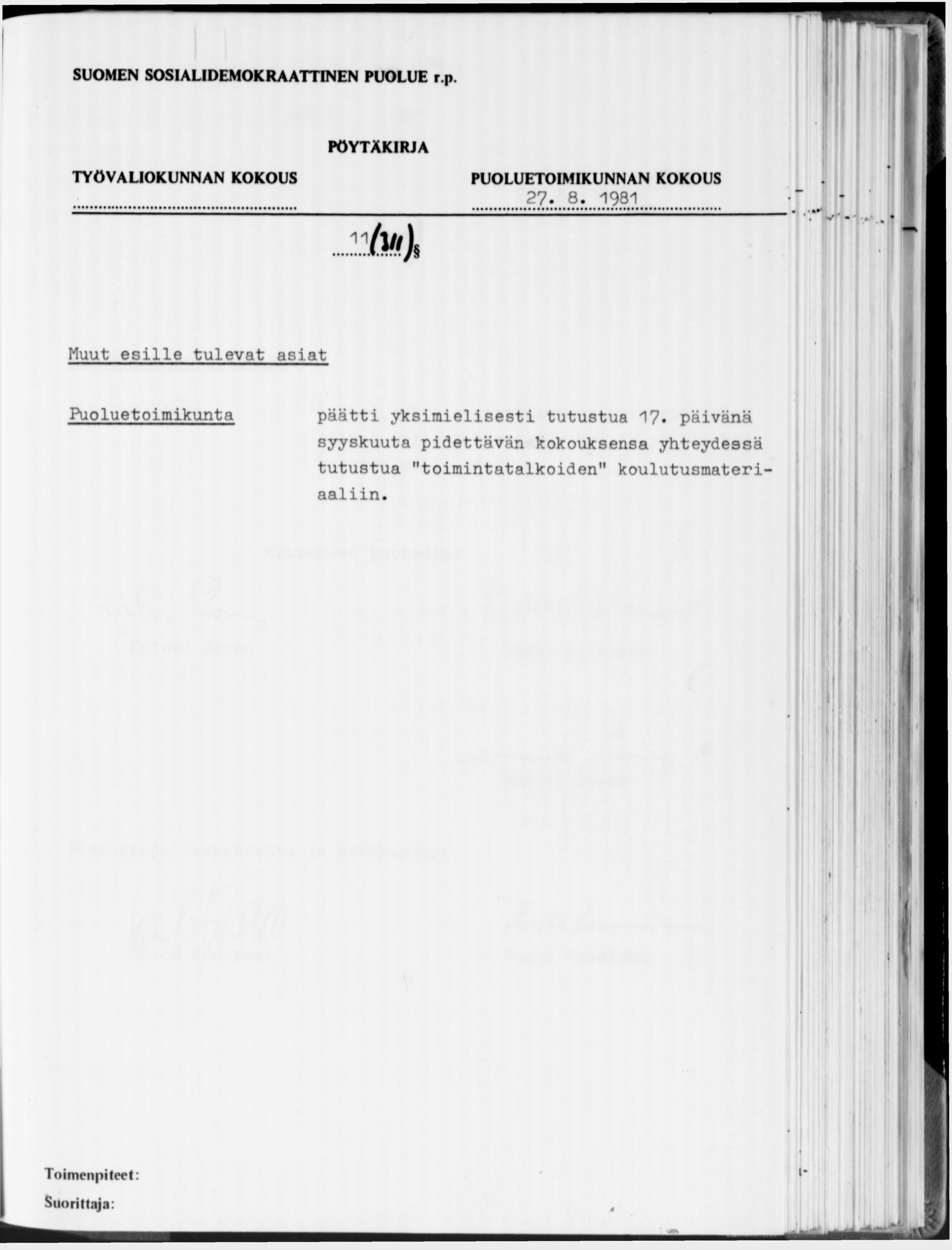 Muut esille tulevat asiat päätti yksimielisesti tutustua 17.